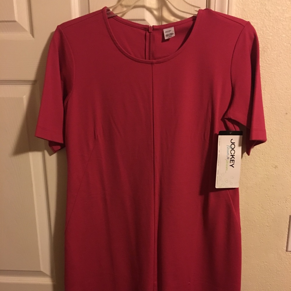 Pink short sleeve sheath dress